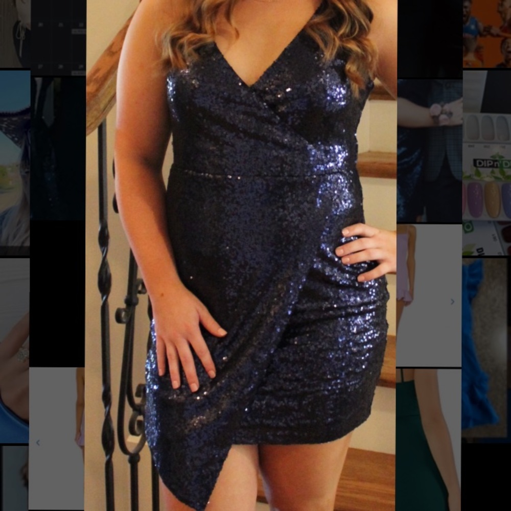 Lulus Navy sequin dress, medium